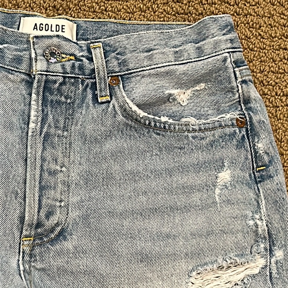 AGOLDE Women's Parker Vintage Distressed Denim Shorts size 25 Button Fly - Picture 4 of 14